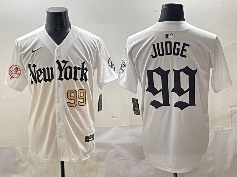 Men 2025 New York Yankees #99 Judge White Five generations Joint Name Nike MLB Jersey style 3->new york yankees->MLB Jersey
